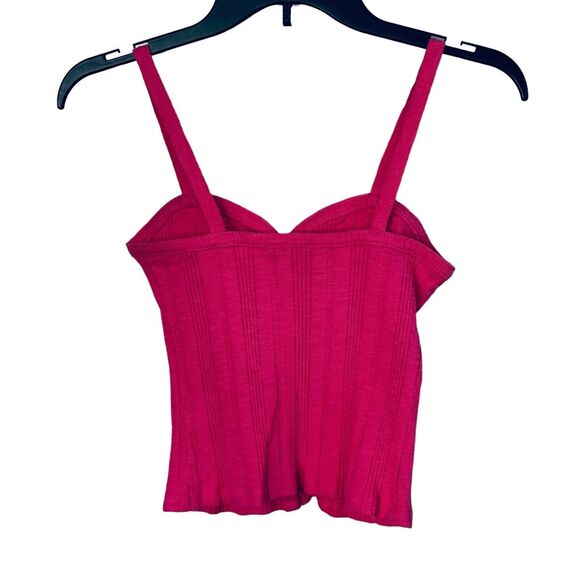 Aeropostale Medium Cropped Tank Top Spaghetti Strap Stretch Sweetheart Neck Pink - Picture 2 of 4